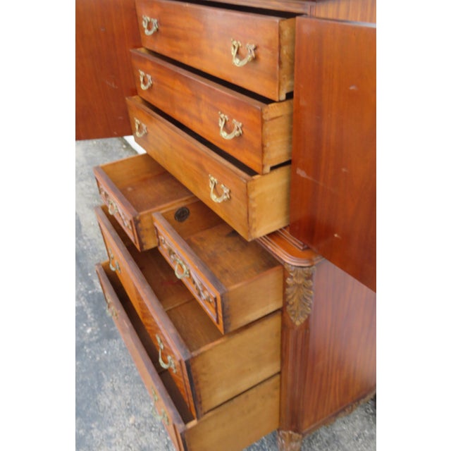 French Early 1900s Johnson Furniture Carved Inlay Tall Chest of Drawers For Sale - Image 15 of 18