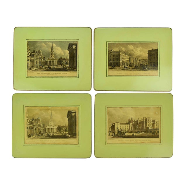 Mid 20th Century English Lacquered Wood and Print Table Placemats Trivets and Coasters Set - 21 Pieces For Sale - Image 4 of 11