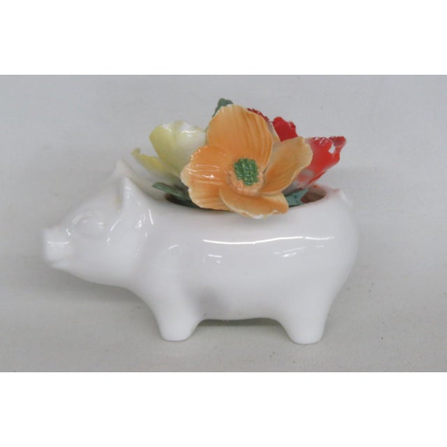 English Crown Staffordshire England Fine Bone China Floral Pig Decorative Figurine 5158b For Sale - Image 3 of 18