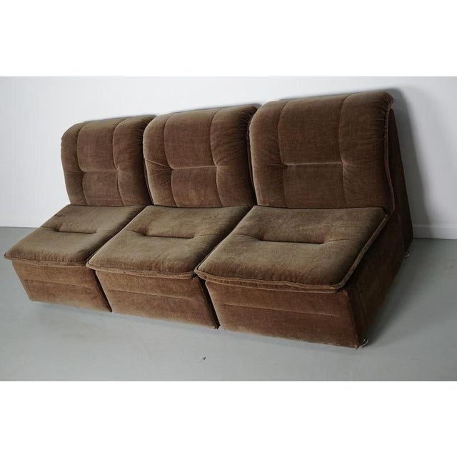 Vintage Brown and Green Velvet Modular Sofa, Set of 3 For Sale - Image 5 of 16