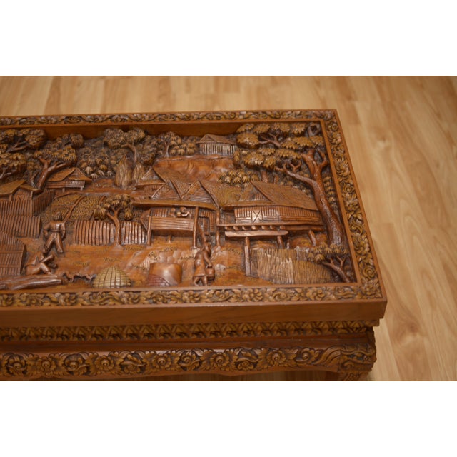 Asian HandCarved Teak Coffee Table Chairish