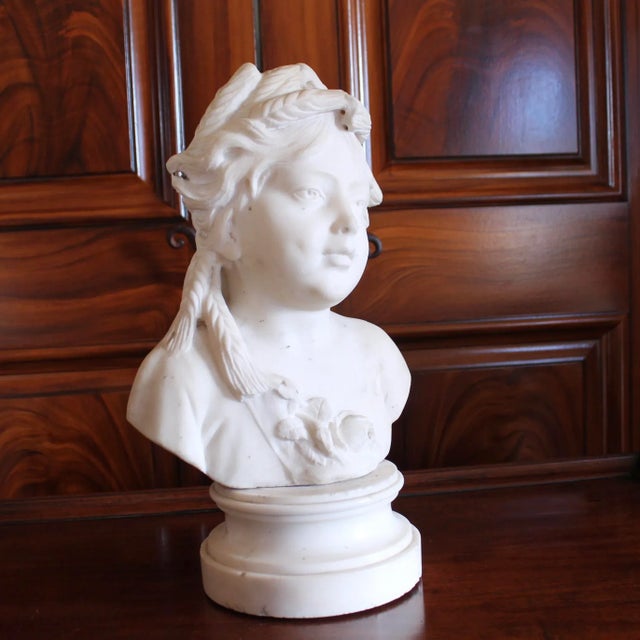Stone Marble Sculpture Bust of a Girl as Ceres For Sale - Image 7 of 12