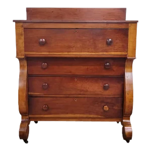 Antique 19th Century American Empire Four Drawer Chest or Dresser