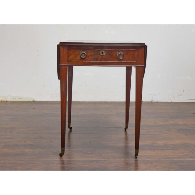 English 19th Century Mahogany Pembroke Table With Tapered Legs on Casters For Sale - Image 11 of 13
