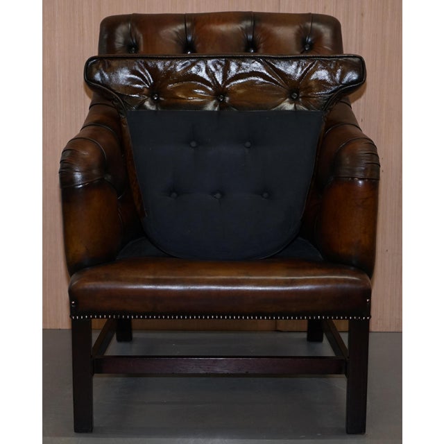 Set of Occasional Desk Armchairs in Brown Leather by George Smith For Sale - Image 6 of 18