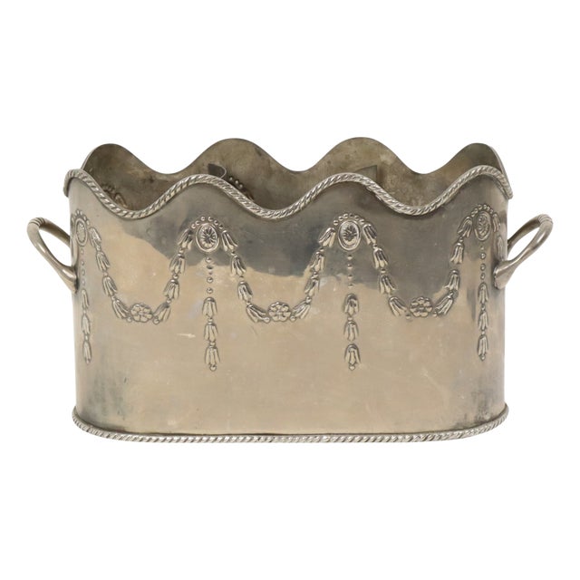 Antique French Champagne Bucket in Nickel Silver, 1890s For Sale