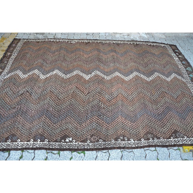 Brown 1960s Vintage Kilim Rug For Sale - Image 8 of 11