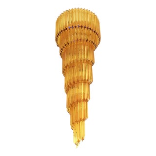 Amber Quadriedro Murano Glass Twister Chandelier by Simoeng For Sale