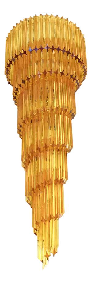 Amber Quadriedro Murano Glass Twister Chandelier by Simoeng