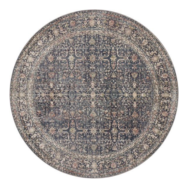 Jean Stoffer x Loloi Bradbury Midnight/ Multi 5'-0" x 5'-0" Round Accent Rug For Sale