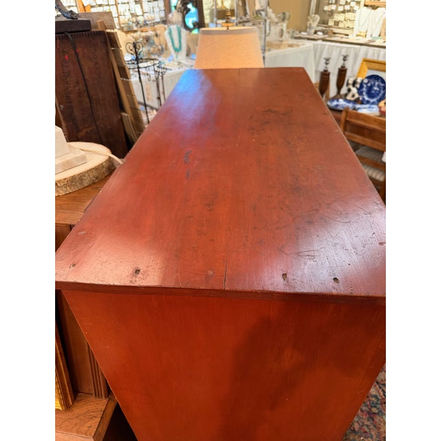 Brick Red Antique Primitive Sideboard or Jelly Cabinet, 1800s For Sale - Image 8 of 11