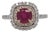 Beautiful Ruby Ring w Earth Mined Diamonds in Solid 14K White Gold Round 6mm For Sale