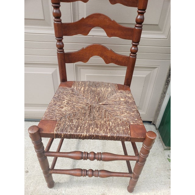 1960s 1960s Ladderback Dining Chair Rush Woven Seat For Sale - Image 5 of 11