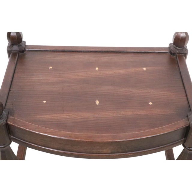 Tudor Style Wood and Leather Footrest Stool Ottoman For Sale - Image 12 of 12