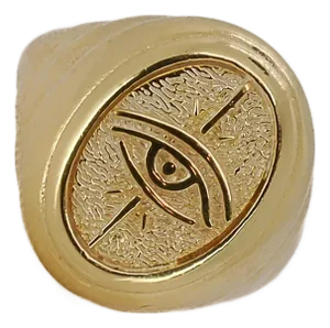 Gold Vermeil Evil Eye Signet Adjustable Ring, Size 5