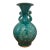 19th Century Antique Peacock Blue Porcelain Vase With Floral Motifs For Sale