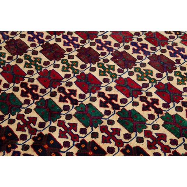 Textile Vintage Bidjar Handmade Multicolor Geometric Wool Rug For Sale - Image 7 of 8