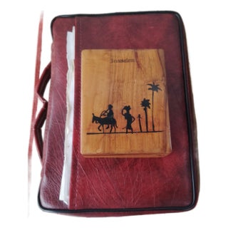 Antique Holy Land Olive Wood Prayer Box, Jerusalem / Made in Palestine, Complete With Original Prayer Cards For Sale