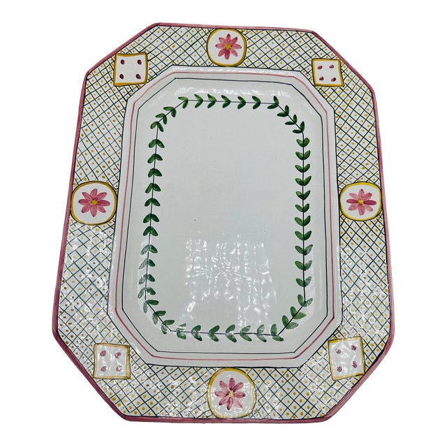 Hand Painted Ceramic Platter For Sale