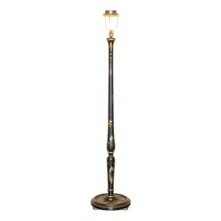 Chinese Export Black Chinoiserie Lacquer Floor Lamp, 1920s For Sale