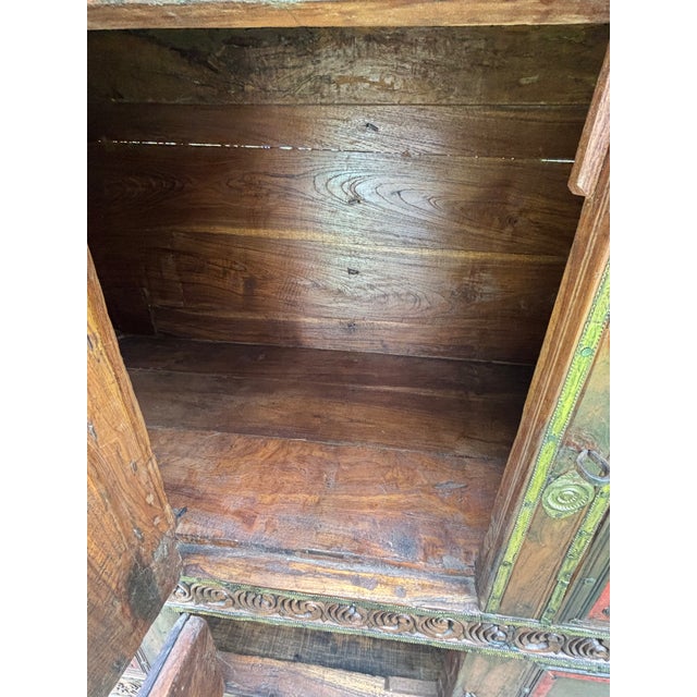 Brown Antique Indian Dowry Wedding Chest, Bar, Cabinet, 19th Century For Sale - Image 8 of 17