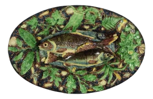 Late 19th Century School of Paris Majolica Palissy Fish Platter