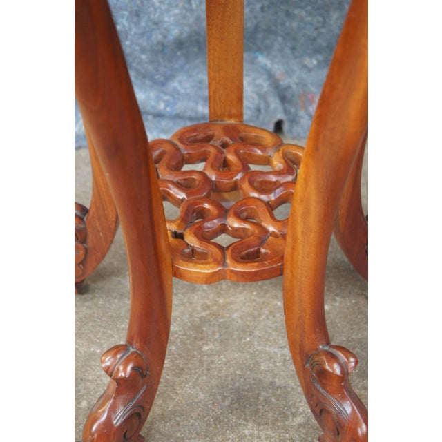 Mid 20th Century Round Chinoiserie Carved Mahogany Plant Stand Sculpture Pedestal For Sale - Image 11 of 11