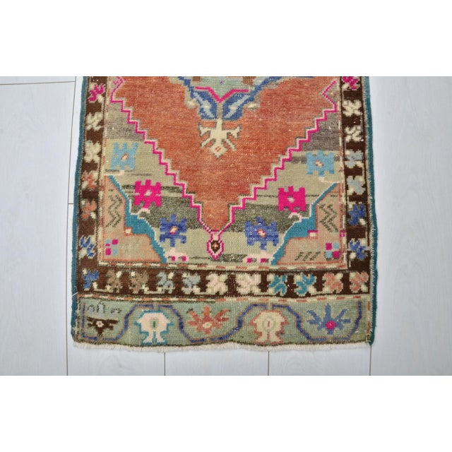 Multicolor Vintage Hand Knotted Small Rug For Sale - Image 4 of 6
