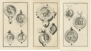 Montfaucon, Classical Lamps, 1722, Prints, Set of 2