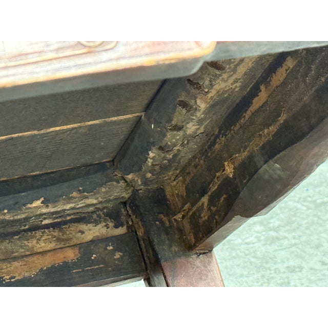 Chinese Elmwood Square Side Table, Antique For Sale - Image 10 of 12