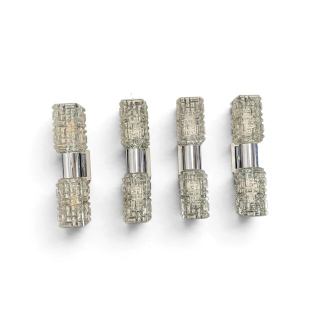Silver Glass and Chrome-Plated Steel Wall Lamps from Targetti, 1970s, Set of 4 For Sale - Image 8 of 8
