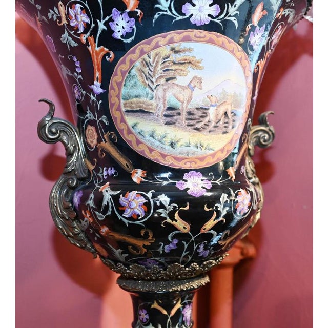 French Porcelain Campana Urns, Set of 2 For Sale - Image 5 of 9