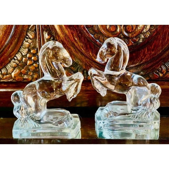 Mid-Century Modern 1940’s Art Deco L. E. Smith, Glass Horse, Equine Bookends- A Pair For Sale In San Antonio - Image 6 of 12