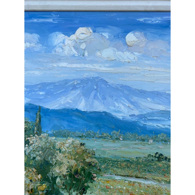 Impressionist Large Modern Impressionist Oil Painting of Wildflower Field Stream and Mountain For Sale - Image 3 of 13