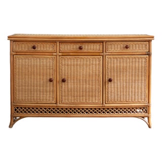 Vintage Bamboo and Rattan Sideboard, 1970s For Sale