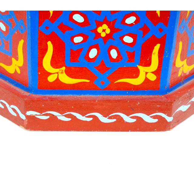 Moorish-Style Moroccan Hand-Painted Polychrome Eight-Pointed Star Side Table For Sale - Image 10 of 12