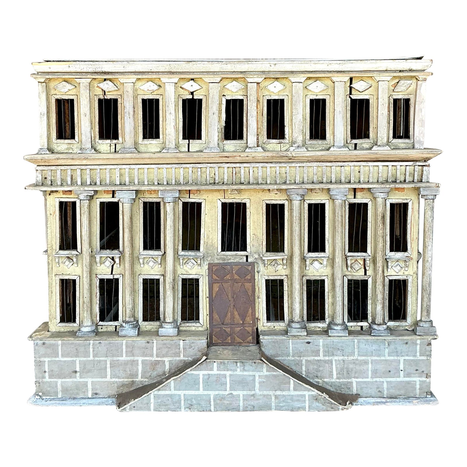Vintage Boho Distressed Architectural Building Model | Chairish