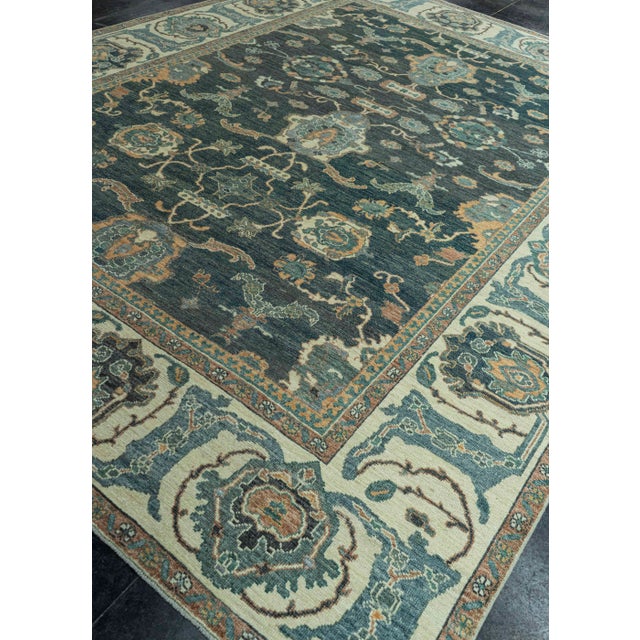 Navy Blue Turkish Oushak Antique Look Rug 9'1" x 12'4" #20096 For Sale - Image 8 of 8