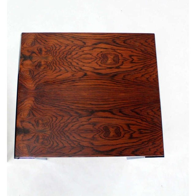 Mid 20th Century Pair of Milo Baughman Rosewood and Chrome Mid-Century Modern End Tables Stands For Sale - Image 5 of 8