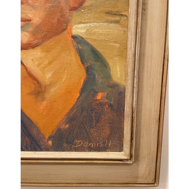 Mid-Century Modern 1960s George Daniell Portrait of Man Oil Painting For Sale - Image 3 of 4