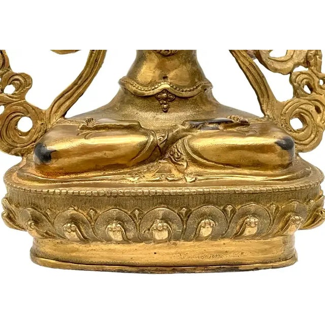 19th Century Tibetan Gilt Bronze Figure of the Manjushri Bodhisattva For Sale - Image 12 of 12