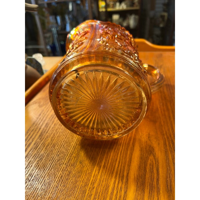 1930s Amber Carnival Glass Pitcher Marigold Rose by Imperial Glass Company For Sale In West Palm - Image 6 of 6