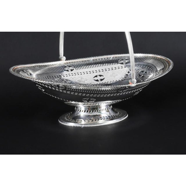 Metal Antique Victorian Neo Classical Silver Plated Fruit Basket, 19th Century For Sale - Image 7 of 16