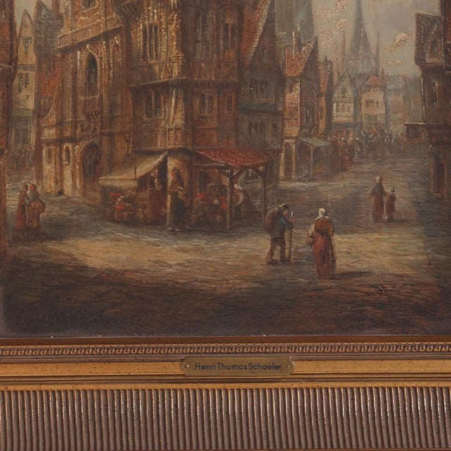 1930s Flemish Church Oil Painting on Canvas in Giltwood Frame For Sale - Image 4 of 5