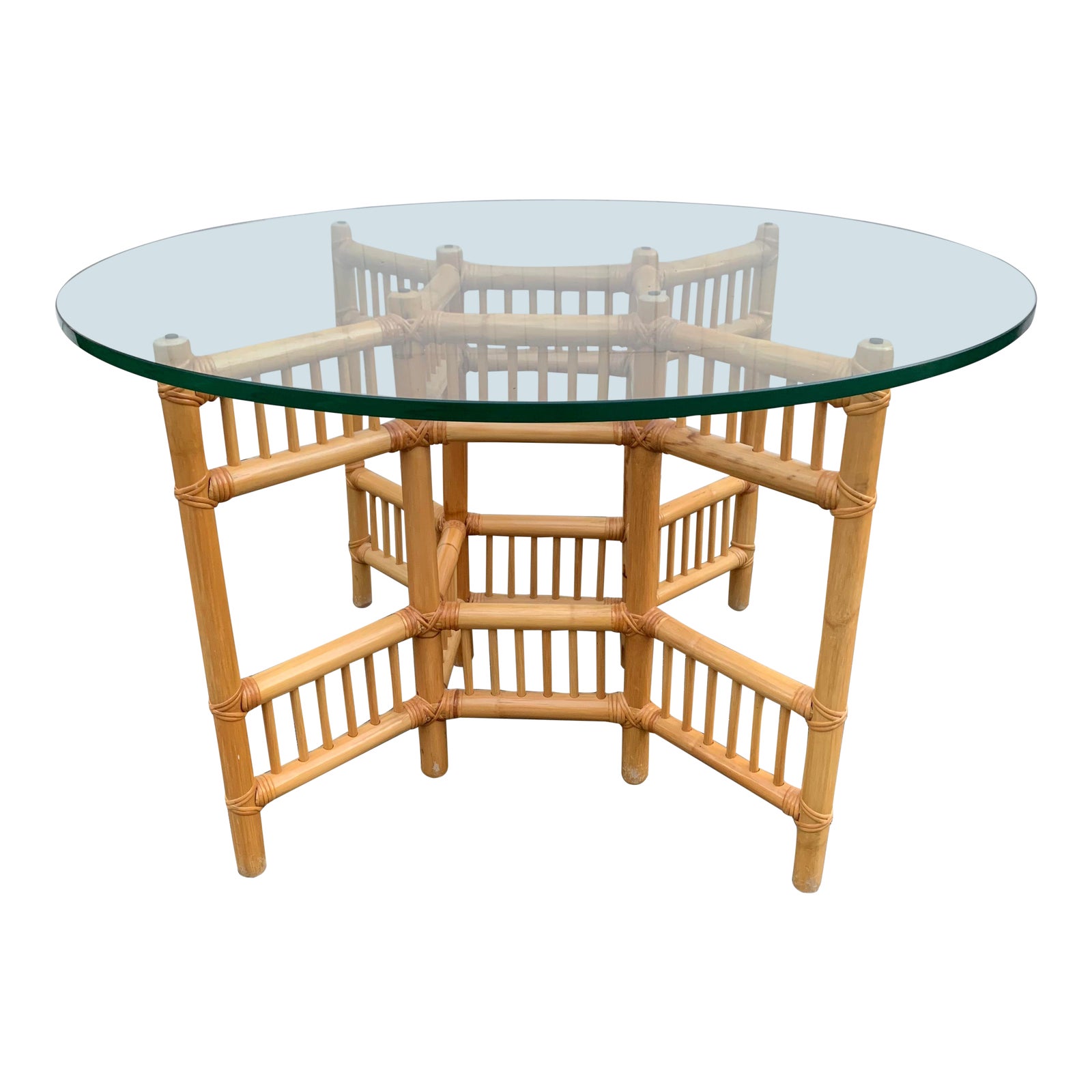Willow And Reed Bamboo And Glass Round Dining Table Chairish