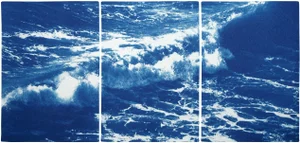 2020 Australian Landscape Nautical Triptych Cyanotype Print on Watercolor PaperMulti Paneled Art by Kind of Cyan - Set of 3