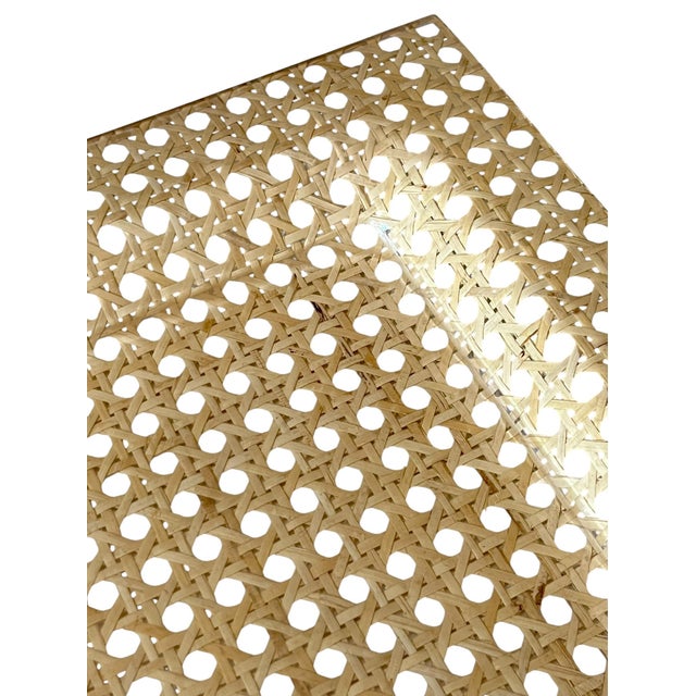 Plastic Vintage 1970s French Cannage & Lucite Cocktail Bar Tray Attributed to Dior For Sale - Image 7 of 13