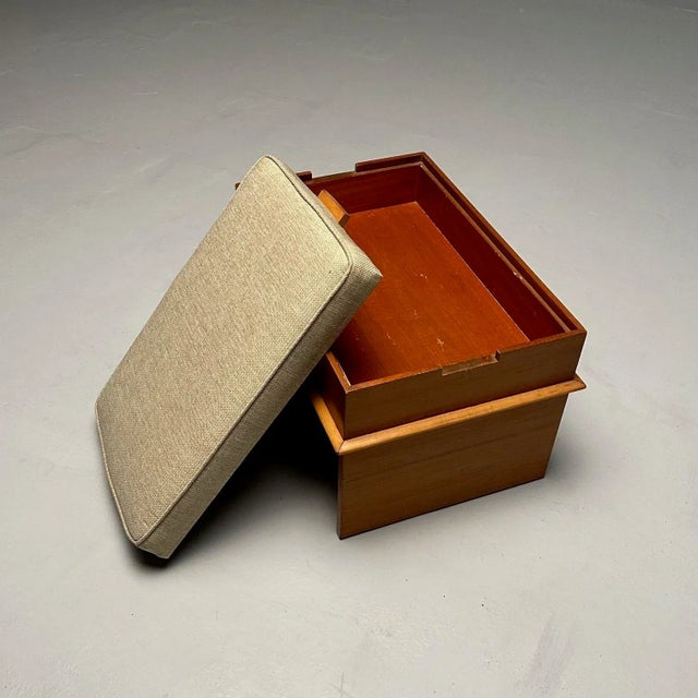 Brown Rare Mid-Century Modern Paul Frankl / John Stuart Storage Ottoman, Footstool For Sale - Image 8 of 12