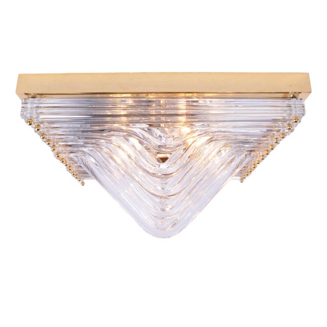 Quadriedri Curvati Murano Glass Flush Mount in the style of Venini, Italy, 1970s For Sale