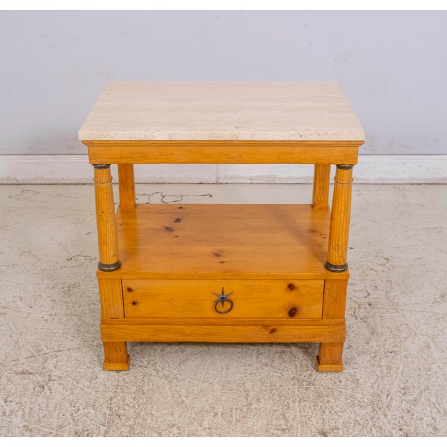 Age: Approx: 25 Years Old Details: Factory Distressed Milling Road Quality Construction Travertine Top Continental Style...